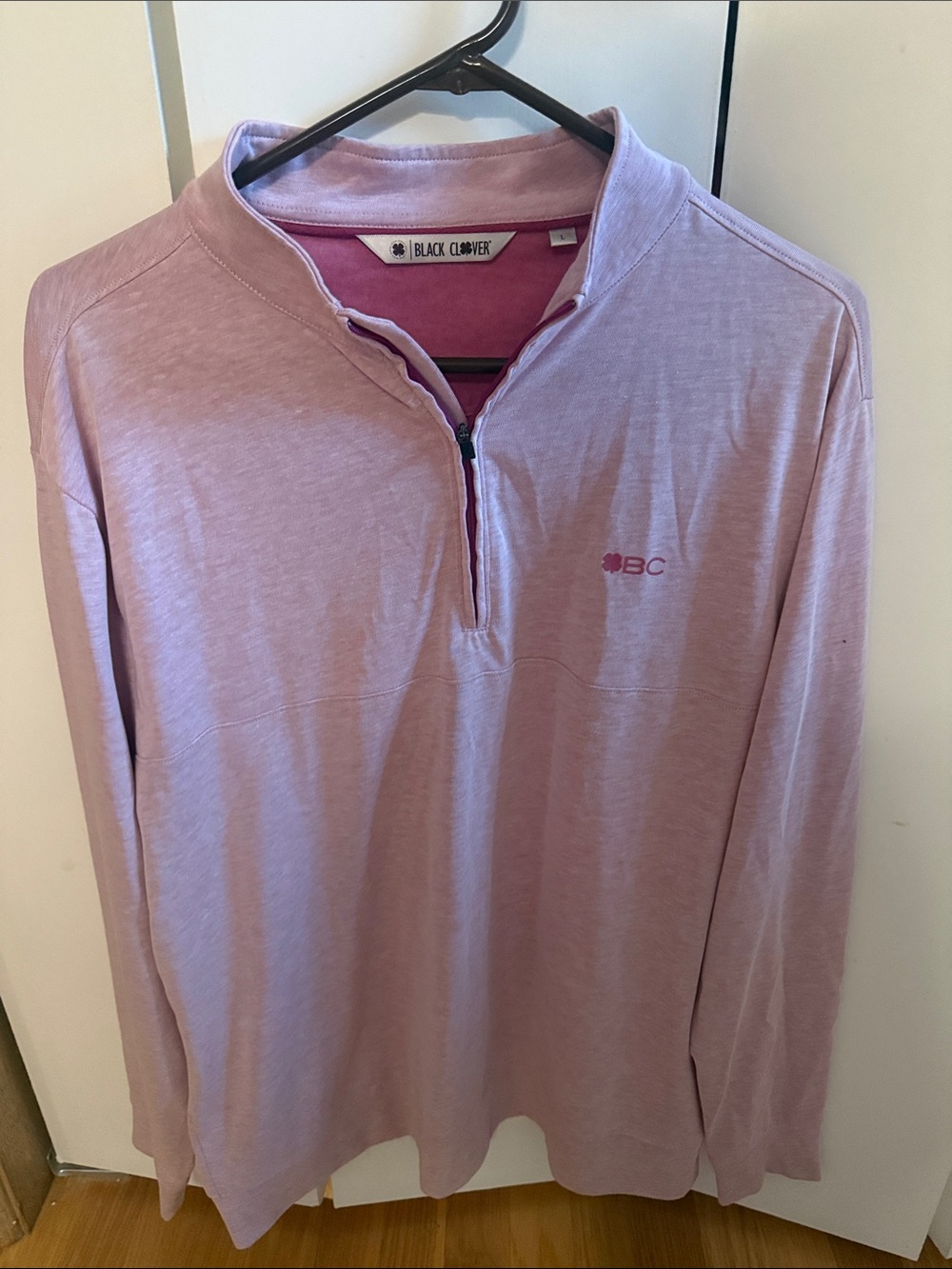 Black Clover- Men’s Long-Sleeve Quarter-Zip Shirt — Light Pink
